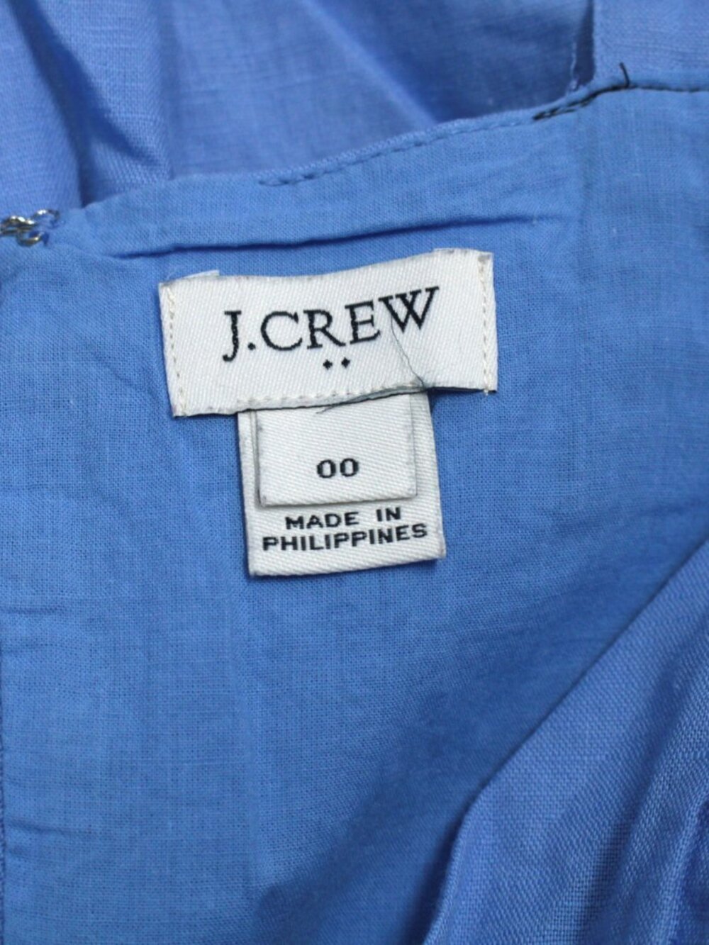 J Crew Factory Tiered Linen Cotton Sleeveless Maxi Dress Blue Belted sz 00 - Picture 8 of 10